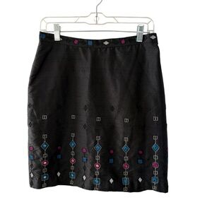Vintage Black Mini Skirt with Colorful Accents